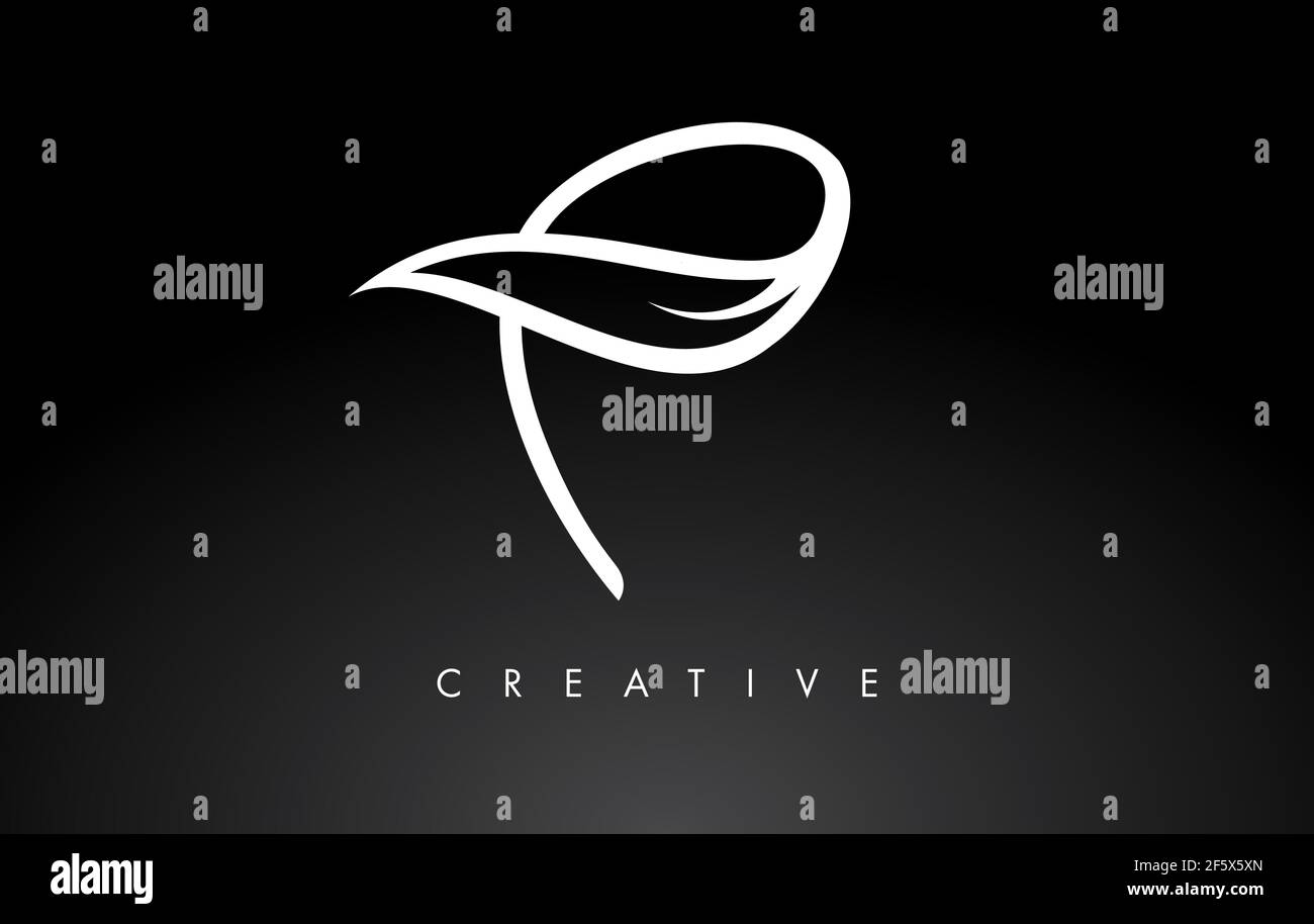 P Letter Logo with Monogram Leaf Concept in Black and White Colors ...