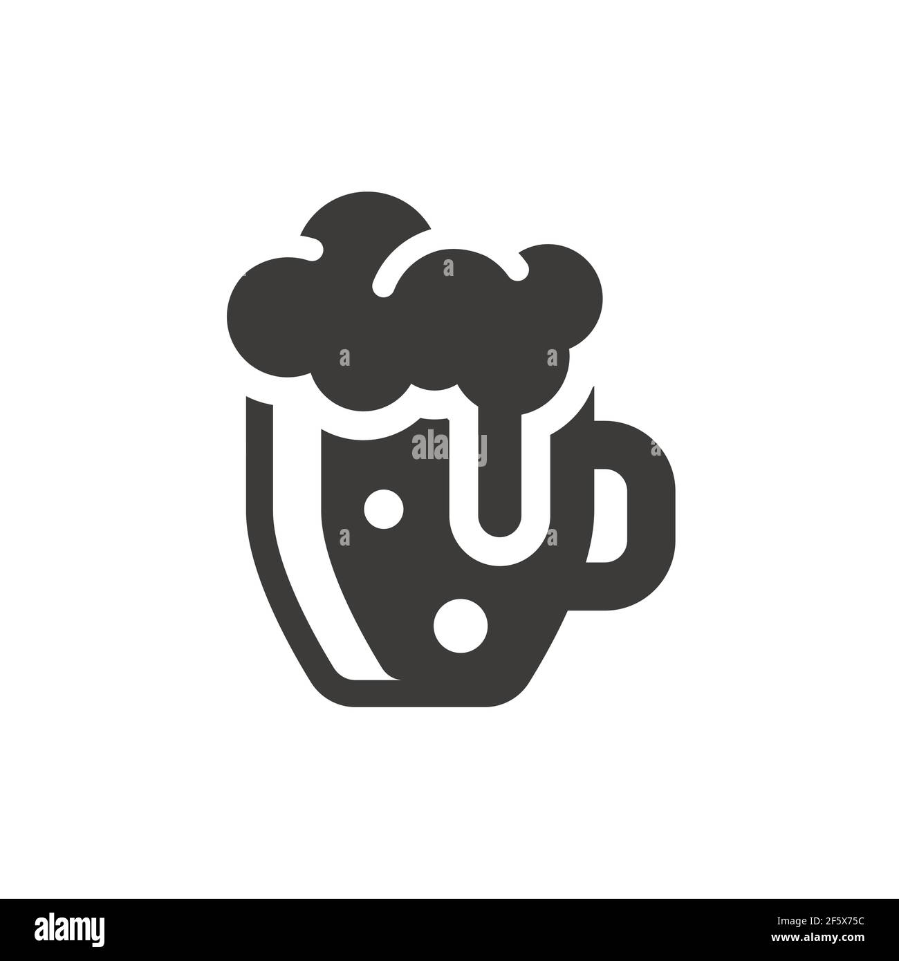Beer glass black vector icon. Beer mug with foam and bubbles cute symbol Stock Vector Image