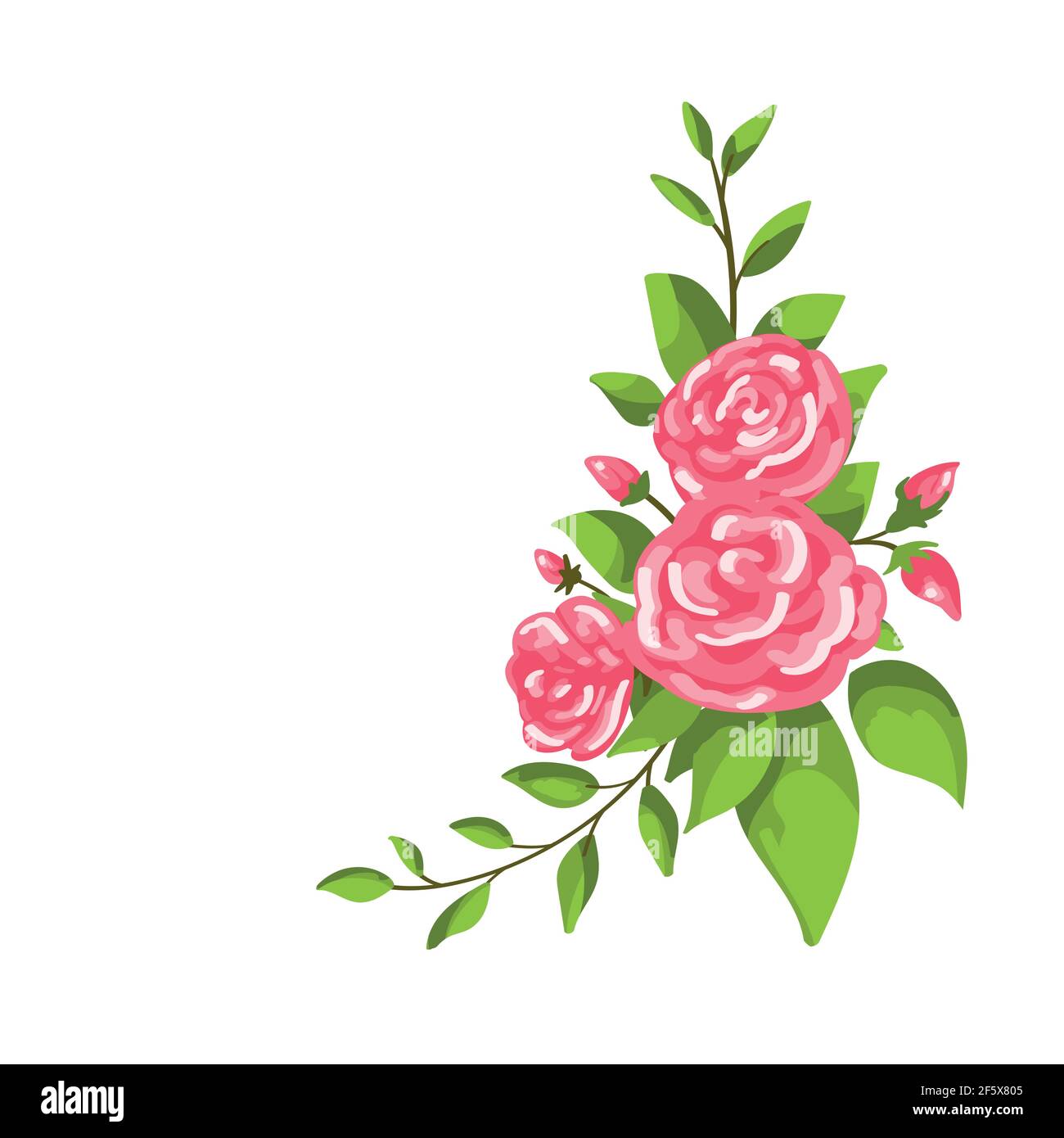 Rose flower. Vector icon on white isolated background. Design for postcards Stock Vector Image