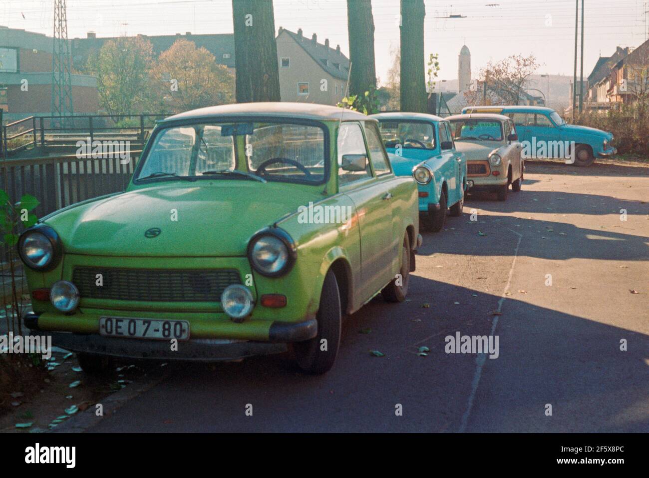 cars from the GDR visiting, November 17, 1989, just one week after the Fall of the Berlin Wall, Bamberg, Franconia, Bavaria, Germany Stock Photo