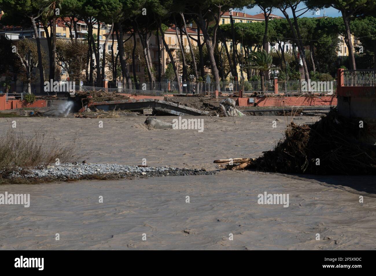 Swollen River Water In Flood After Heavy Rain Carries Mud Near The ...