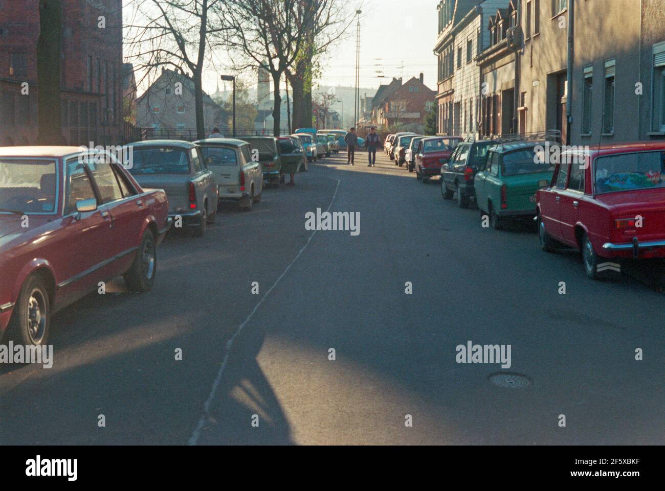cars from the GDR visiting, November 17, 1989, just one week after the Fall of the Berlin Wall, Bamberg, Franconia, Bavaria, Germany Stock Photo