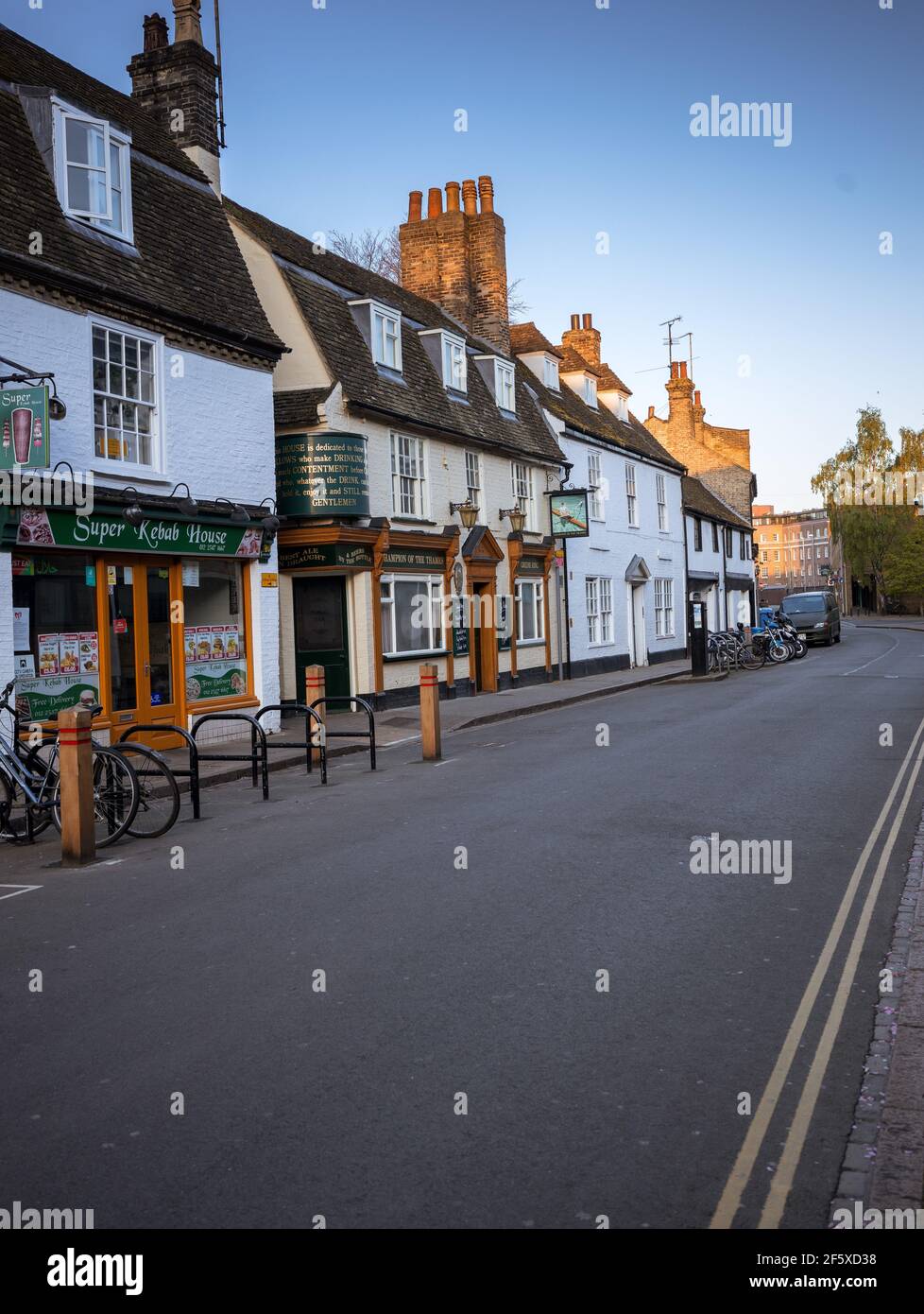 Old buildings and public house in Kings Road Cambridge England Stock Photo