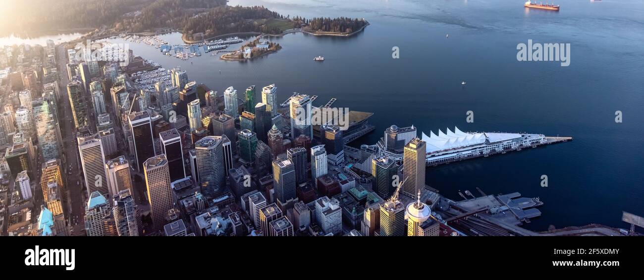 Aerial View from Airplane of Vancouver Downtown Stock Photo - Alamy