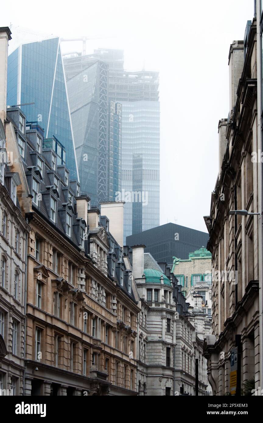 The old and new buildings at the Cannon street in London Stock Photo ...