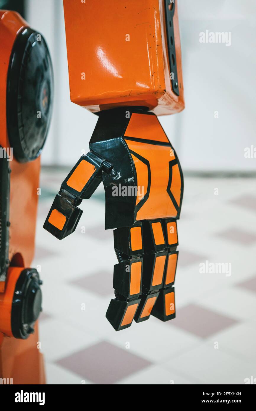 Close up of a robot hand. Robotic human prototype. Technology and the ...