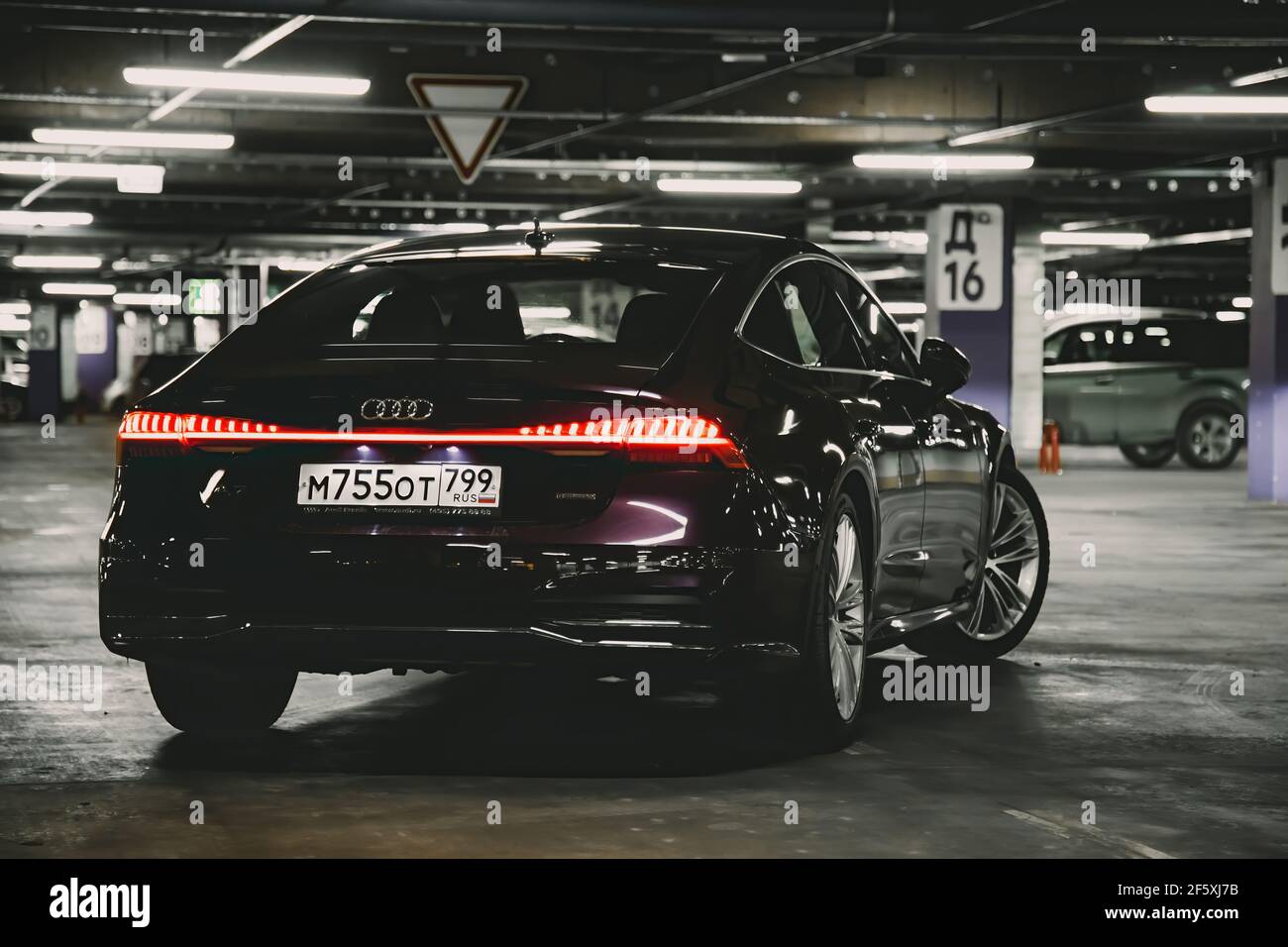 Moscow. Russia - January 16, 2020: Audi A7 Sportback Ultra Nova GT 1 of 111  A purple-colored premium car stands in the parking lot. Back side view. Led tail  lights Stock Photo - Alamy