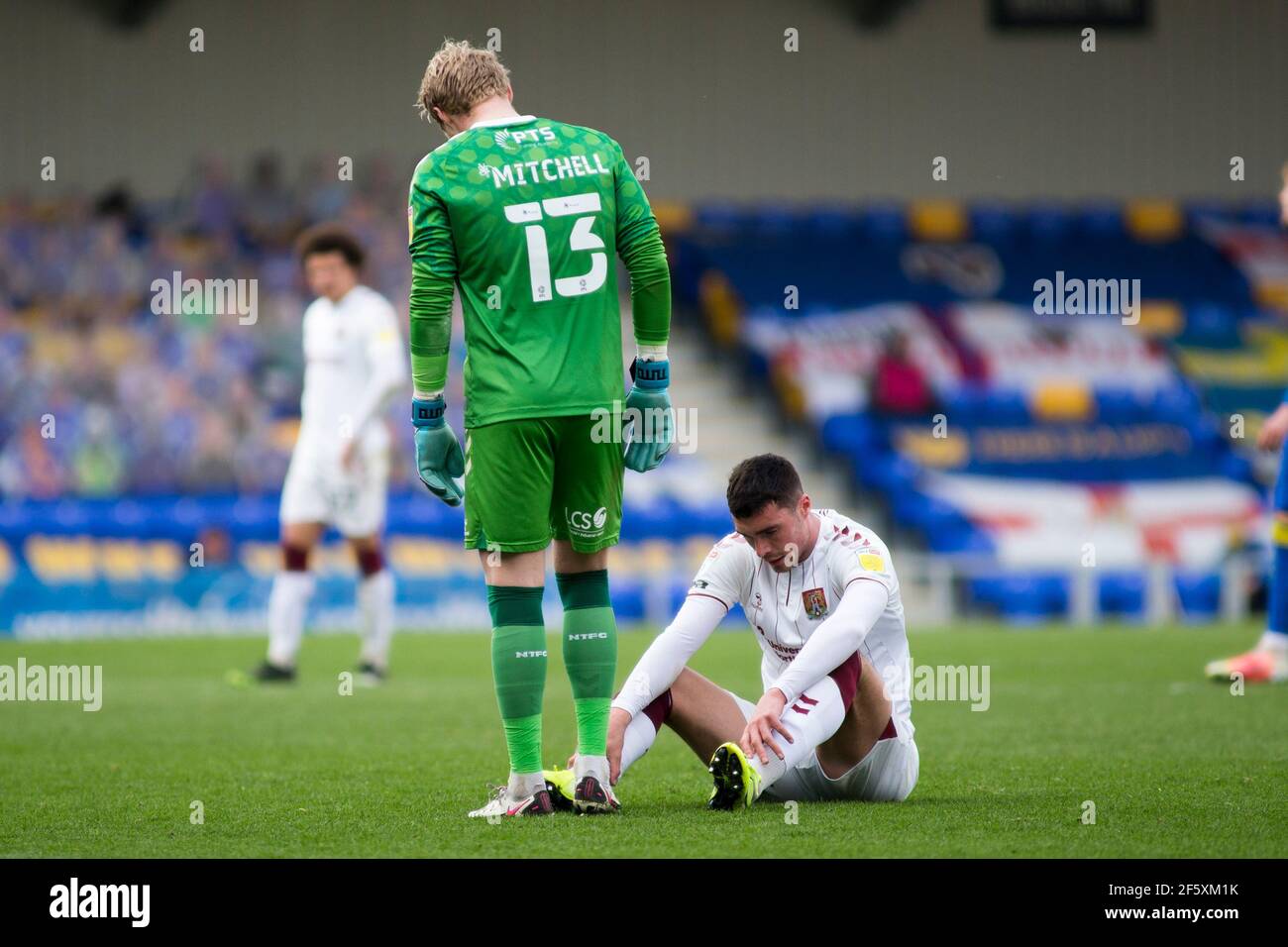 LONDON, UK. MARCH 27TH Lloyd Jones of Northampton Town gestures during the Sky Bet League 1 match between AFC Wimbledon and Northampton Town at the Plough Lane, Wimbledon on Saturday 27th March 2021. (Credit: Federico Maranesi | MI News) Credit: MI News & Sport /Alamy Live News Stock Photo