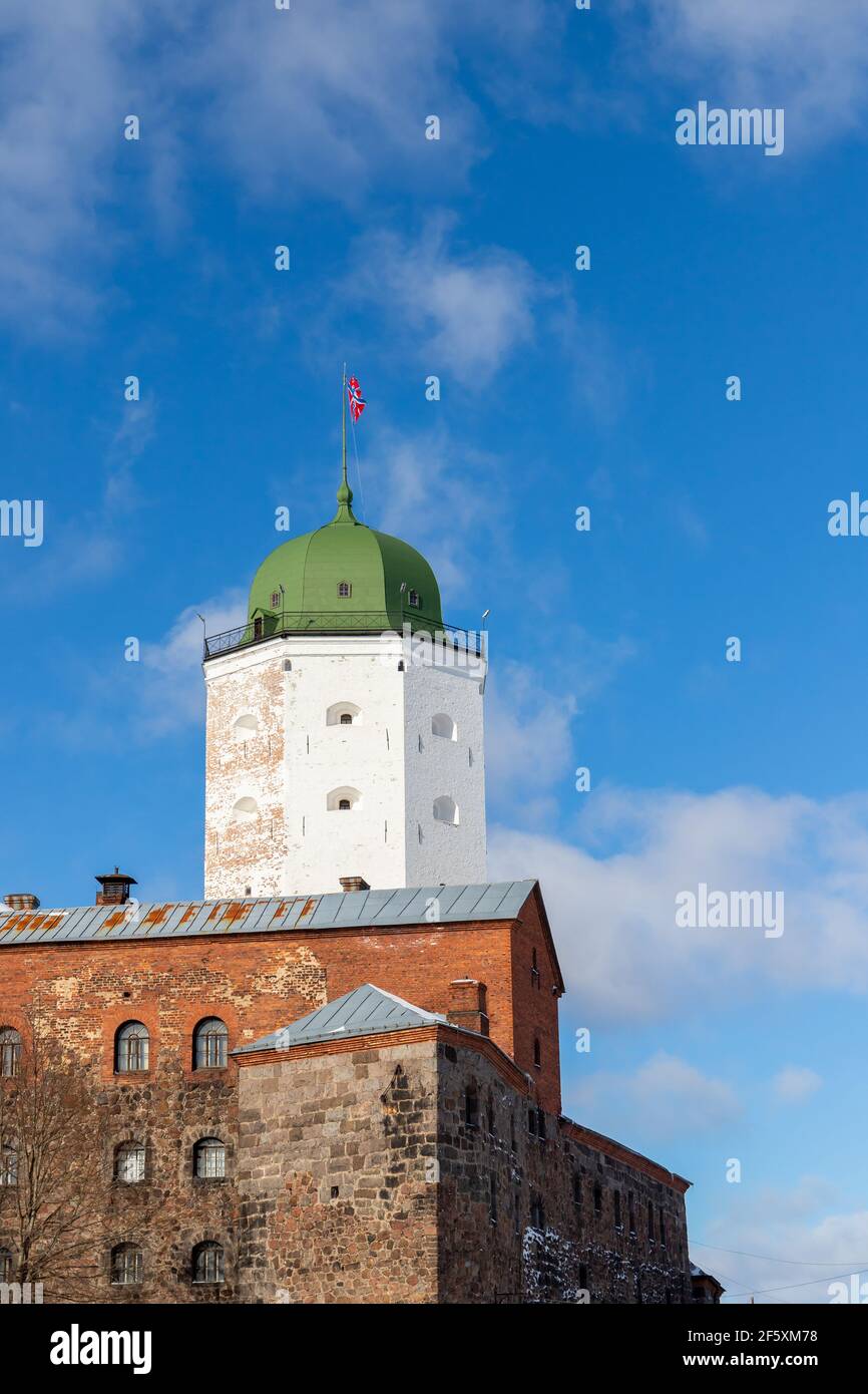 Vyborg Castle exterior on a sunny day. Vertical photo Stock Photo
