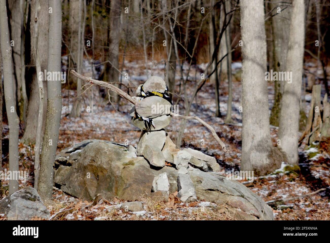 Man Made Rock People Sculpture found along a Pennsylvania Highway Stock Photo