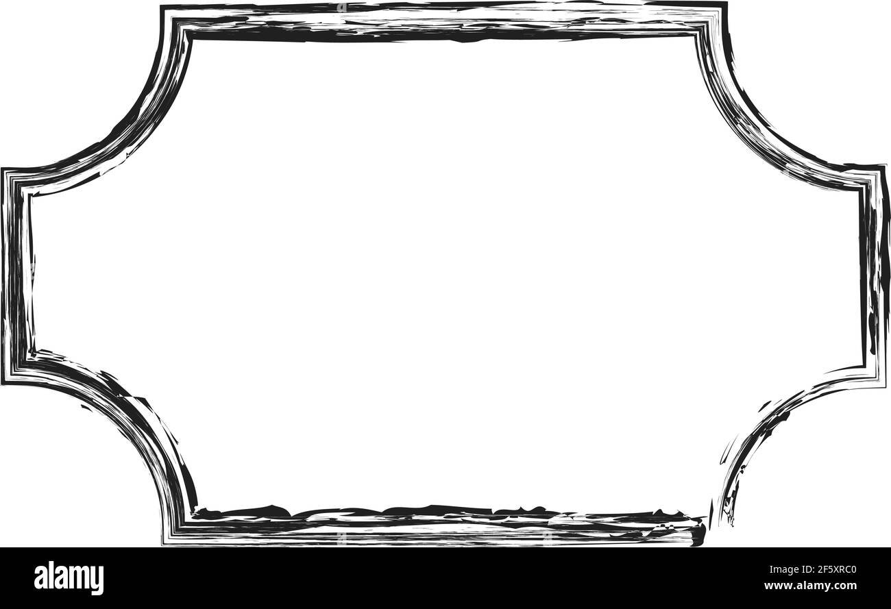 Grungy rectangular frame, border, plaque outline — Stock illustration ...