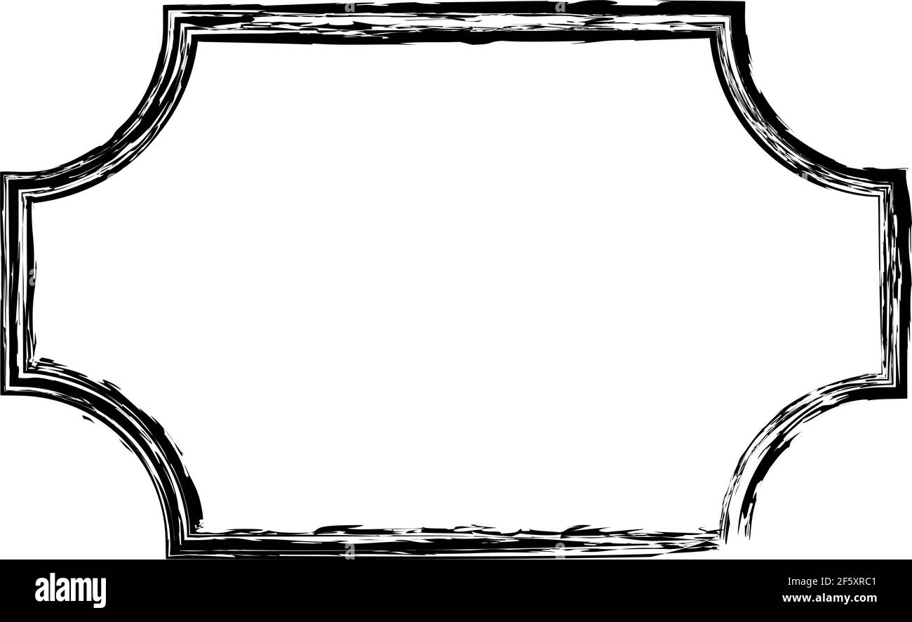 Grungy rectangular frame, border, plaque outline — Stock illustration