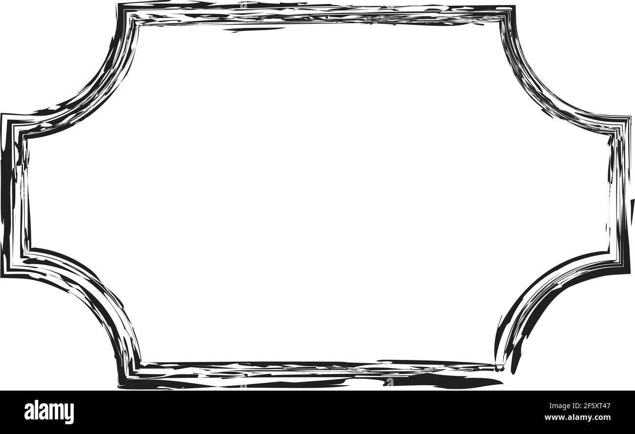 Grungy rectangular frame, border, plaque outline — Stock illustration