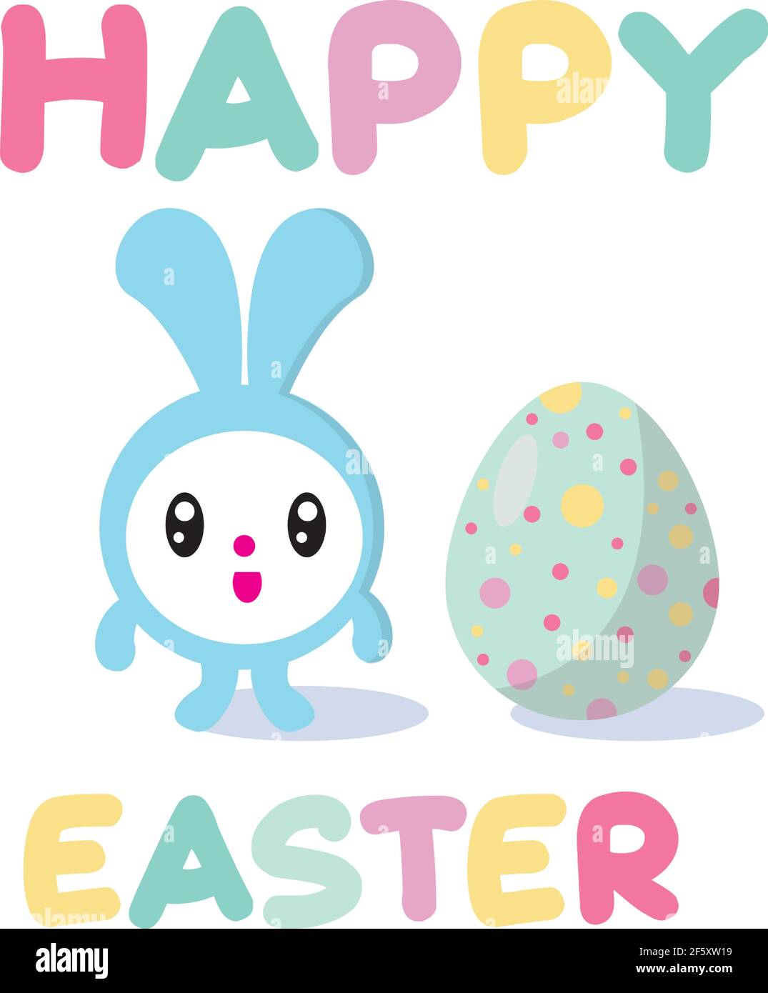 Easter bunny and easter egg happy easter card  Stock Vector