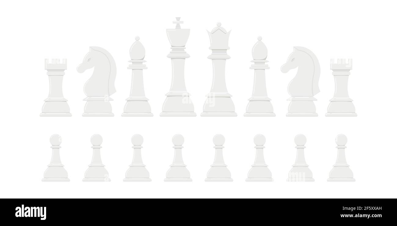 Chess board with piece setup flat clip art. Vector illustration of pawn,  knight, queen, bishop, horse, rook. Wooden chessboard icon Stock Vector by  ©Sir.Vector 400046036