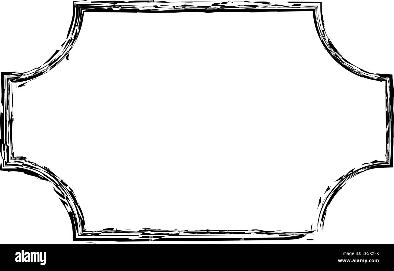 Grungy rectangular frame, border, plaque outline — Stock illustration