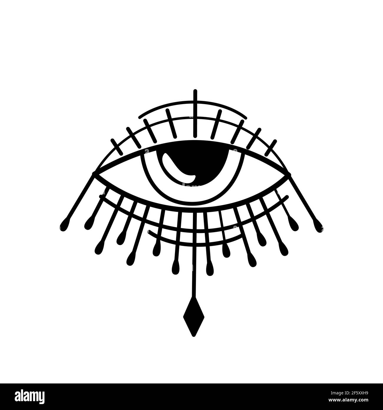 Evil eye. Eye of Providence. Magic graphic witchcraft symbol. Magical esoteric religion sacred geometry symbol vector illustration. Black icon Stock Vector