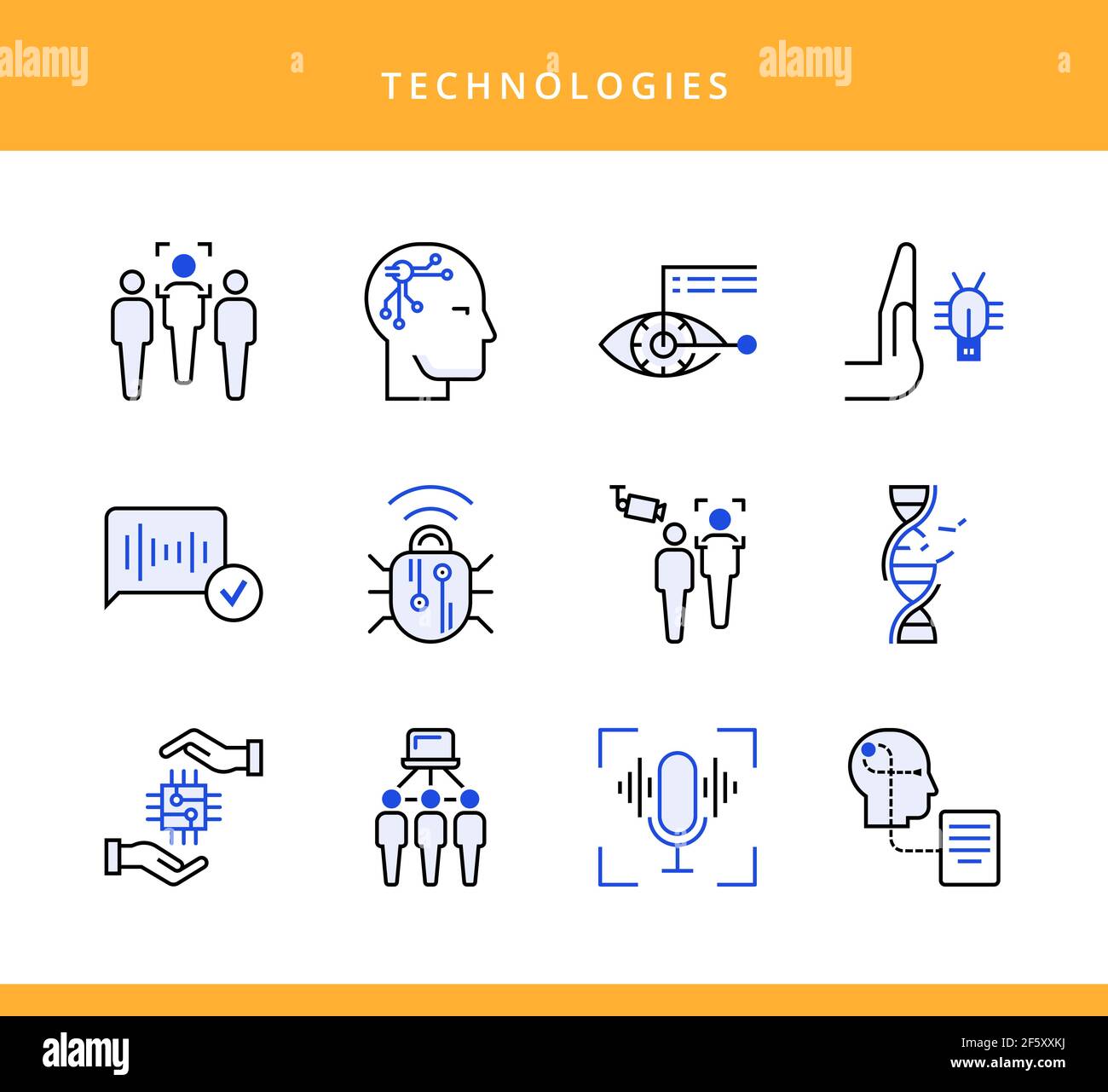 line icons set of future technology. Stock Vector