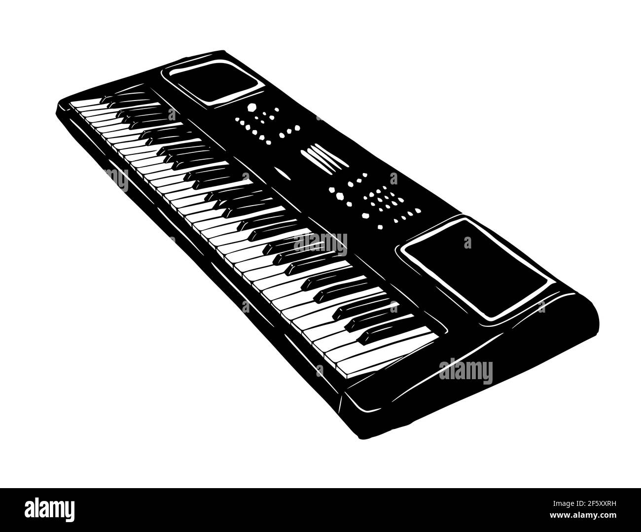 Monochrome synthesizer. Musical instrument. Vector illustration Stock