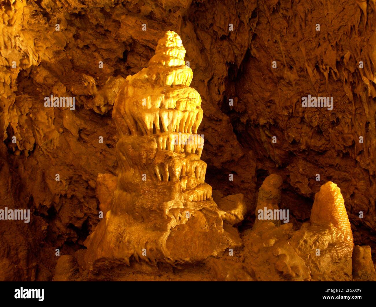 Stalagmite in the Charlotten Cave (Charlottenhöhle) near Hürben (part of Gingen) on the Swabian Alps, Baden-Württemberg, Germany Stock Photo