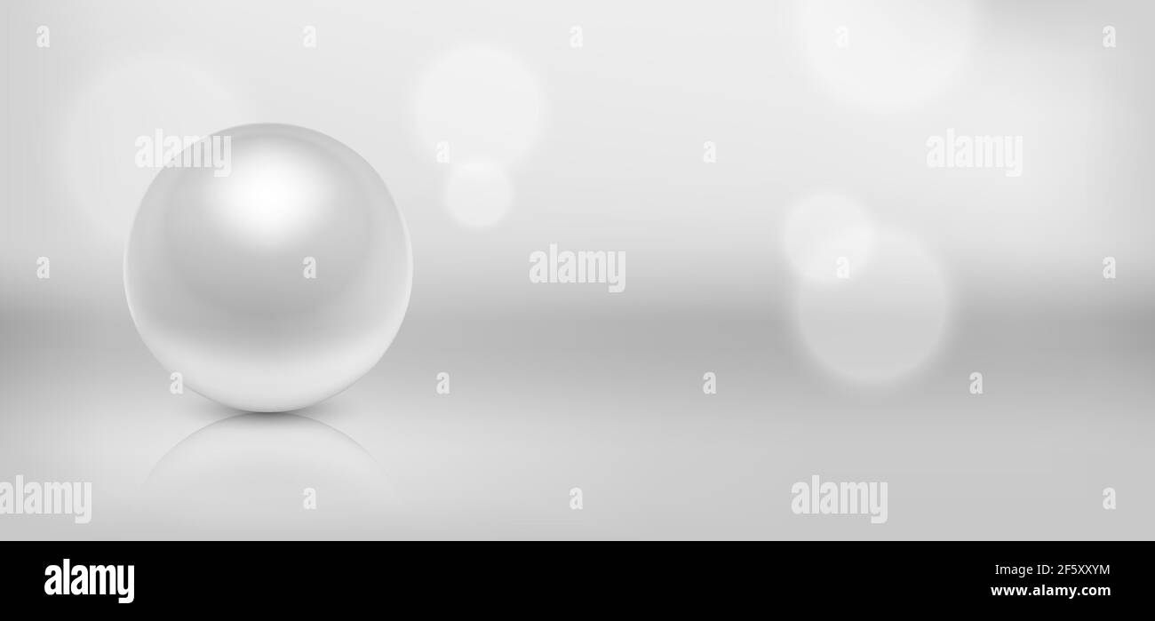 Vector 3d Realistic Beautiful Natural White Pearl Closeup with ...