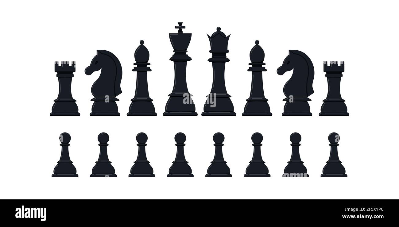 Set Icons Chess Pieces Their Names Stock Illustration 329364188