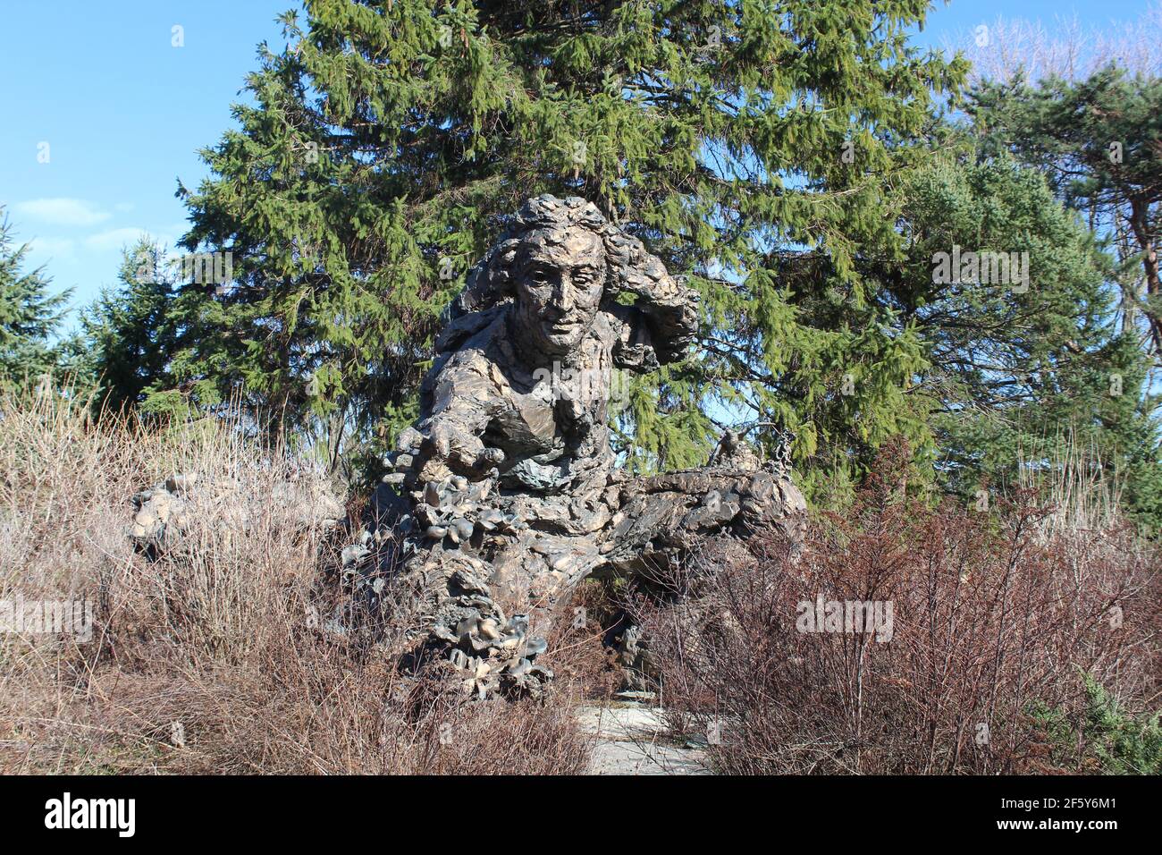 Carl Linnaeus statue at the Chicago Botanic Garden in Glencoe, Illinois Stock Photo
