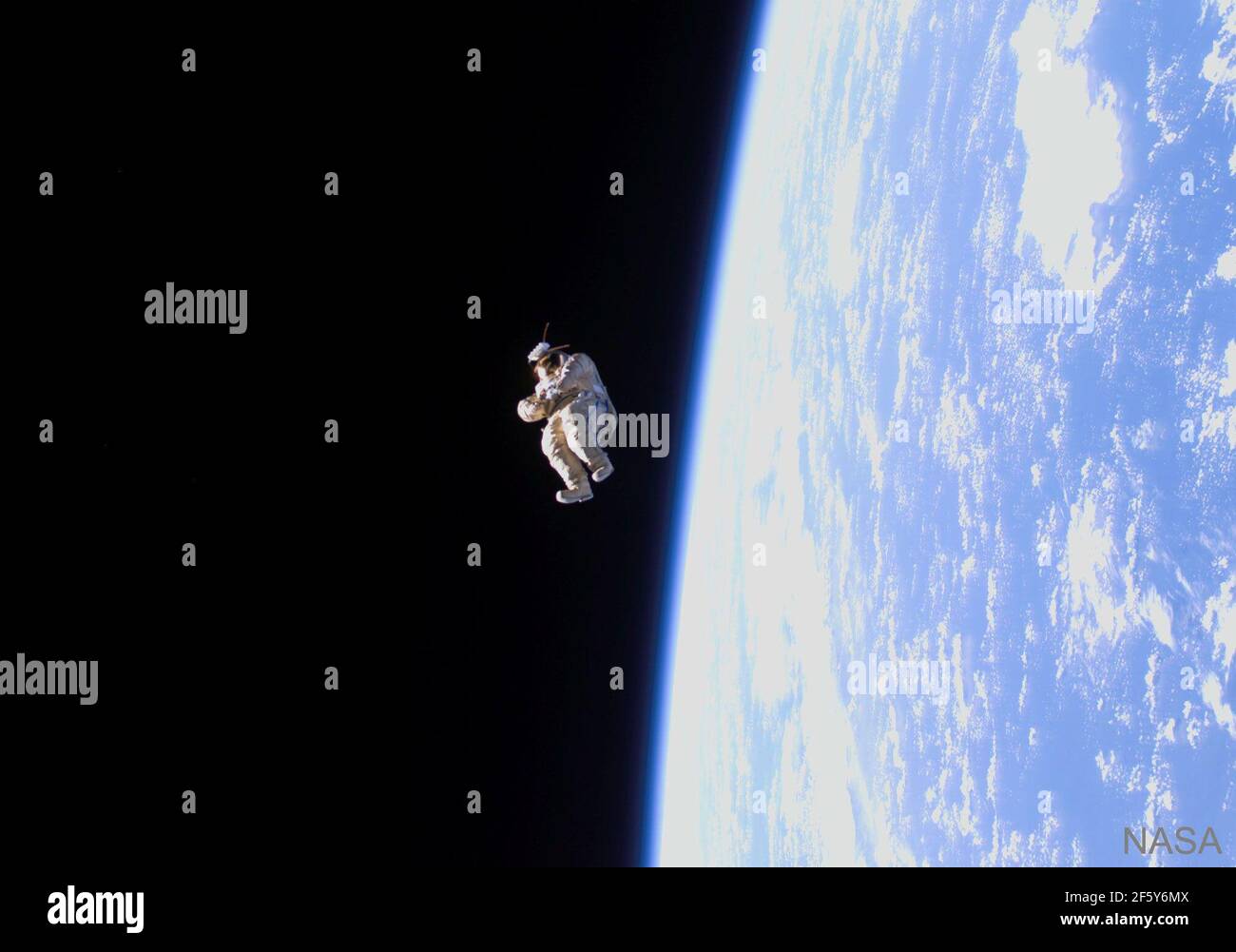 A spacesuit floated away from the International Space Station 15 years ago, but no investigation was conducted. Everyone knew that it was pushed by the space station crew. Dubbed Suitsat-1, the unneeded Russian Orlan spacesuit filled mostly with old clothes was fitted with a faint radio transmitter and released to orbit the Earth. The suit circled the Earth twice before its radio signal became unexpectedly weak. Suitsat-1 continued to orbit every 90 minutes until it burned up in the Earth's atmosphere after a few weeks. Pictured, the lifeless spacesuit was photographed in 2006 just as it drift Stock Photo