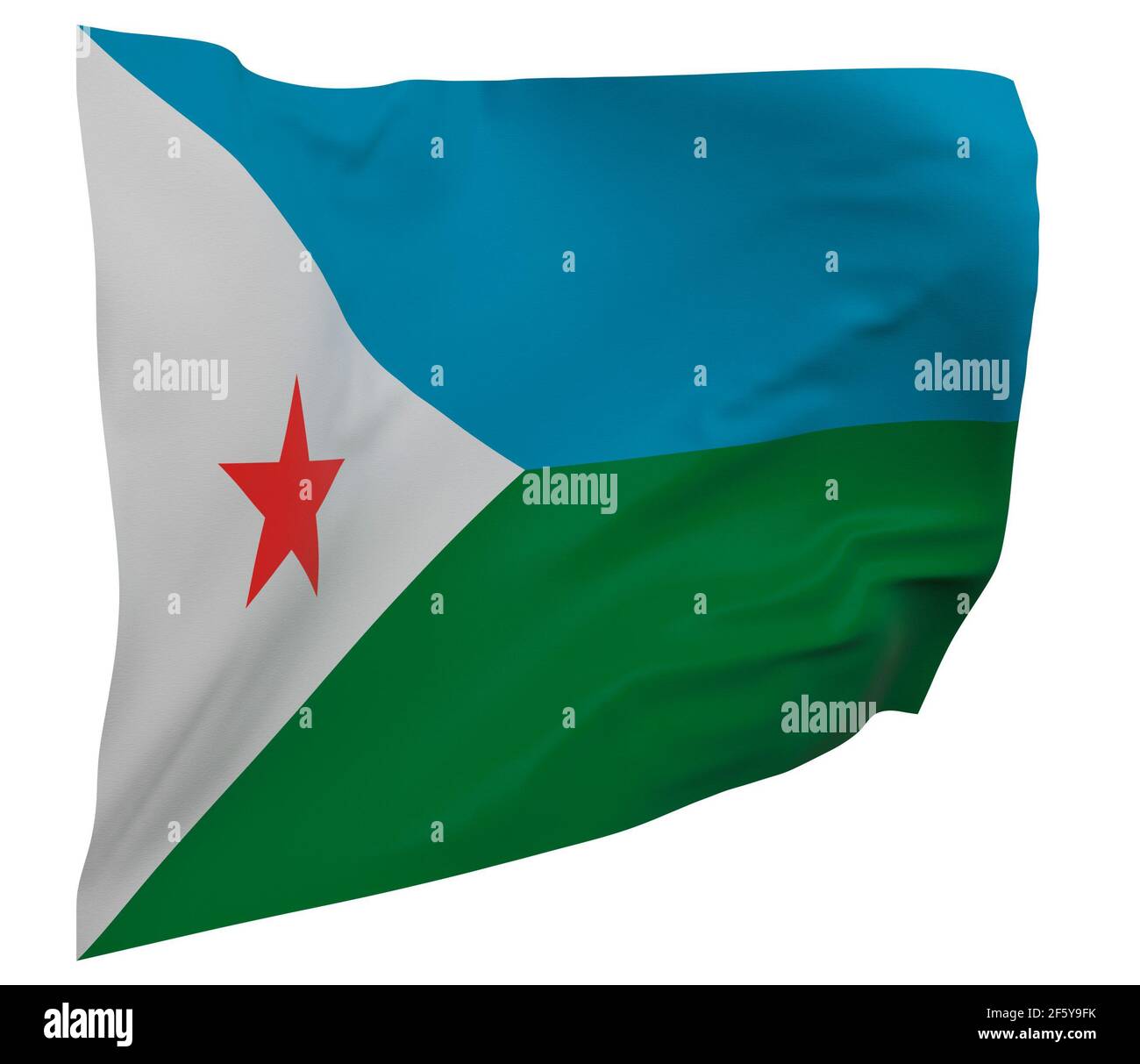 Djibouti flag isolated. Waving banner. National flag of Djibouti Stock