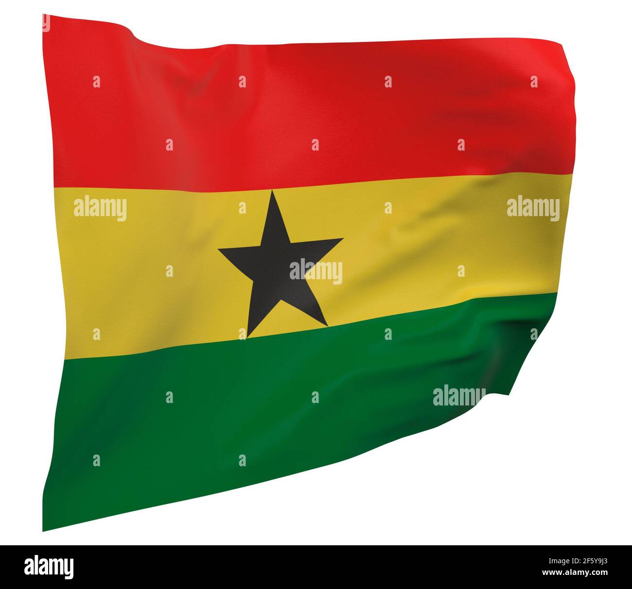 Ghana flag isolated. Waving banner. National flag of Ghana Stock Photo ...