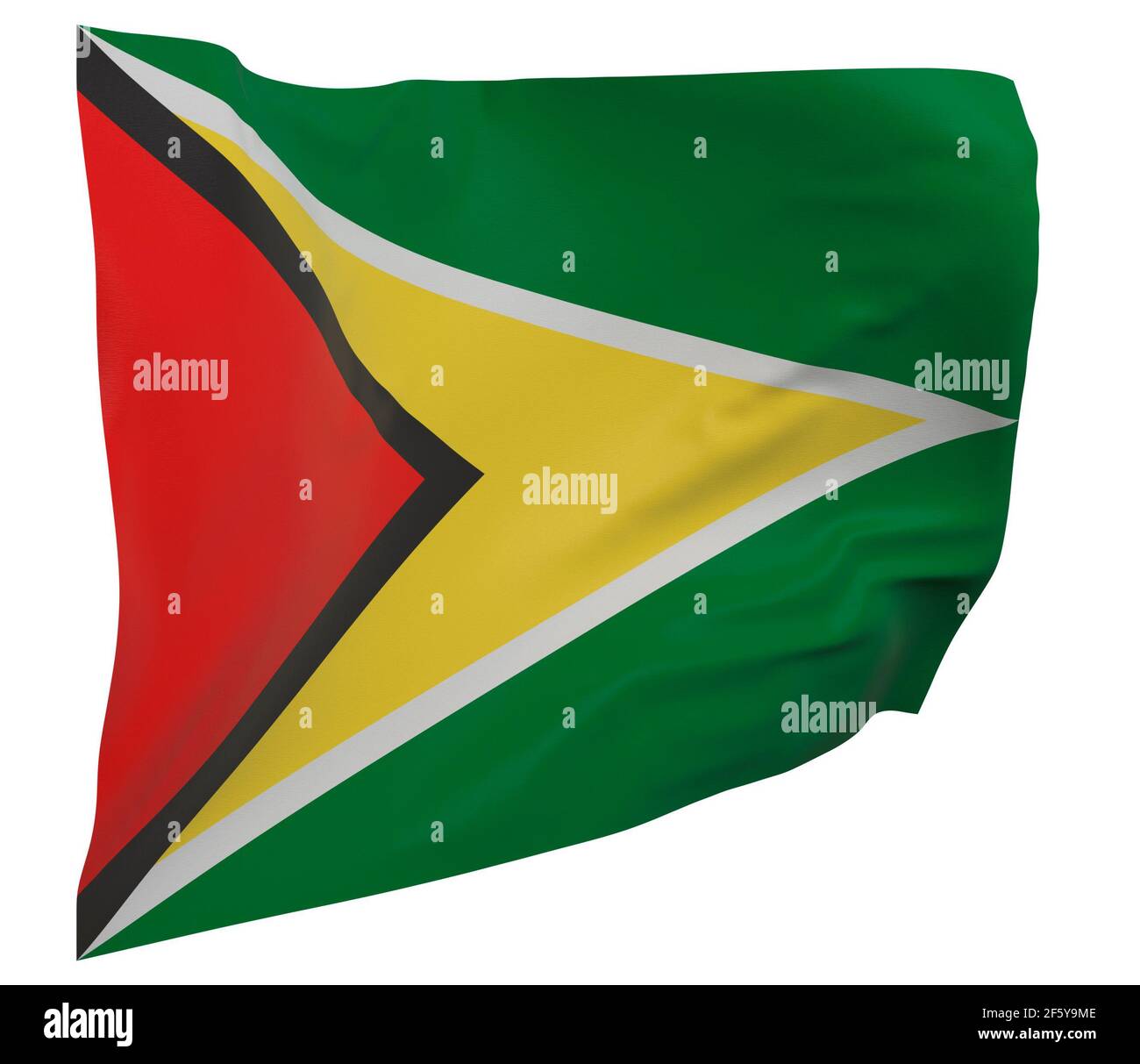 Guyana flag isolated. Waving banner. National flag of Guyana Stock