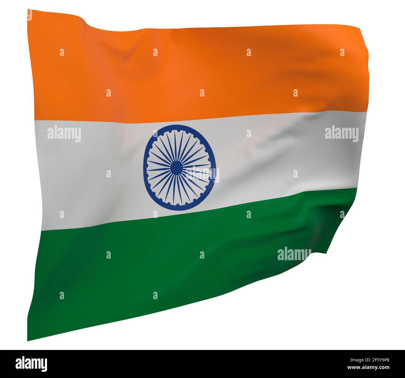 India flag isolated. Waving banner. National flag of India Stock Photo