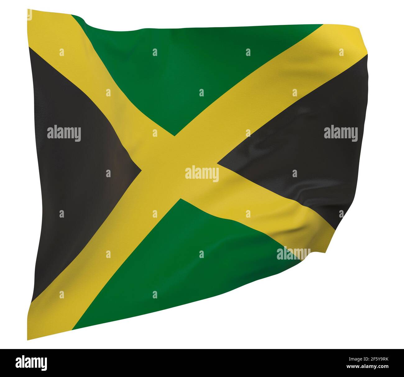 Jamaica flag isolated. Waving banner. National flag of Jamaica Stock