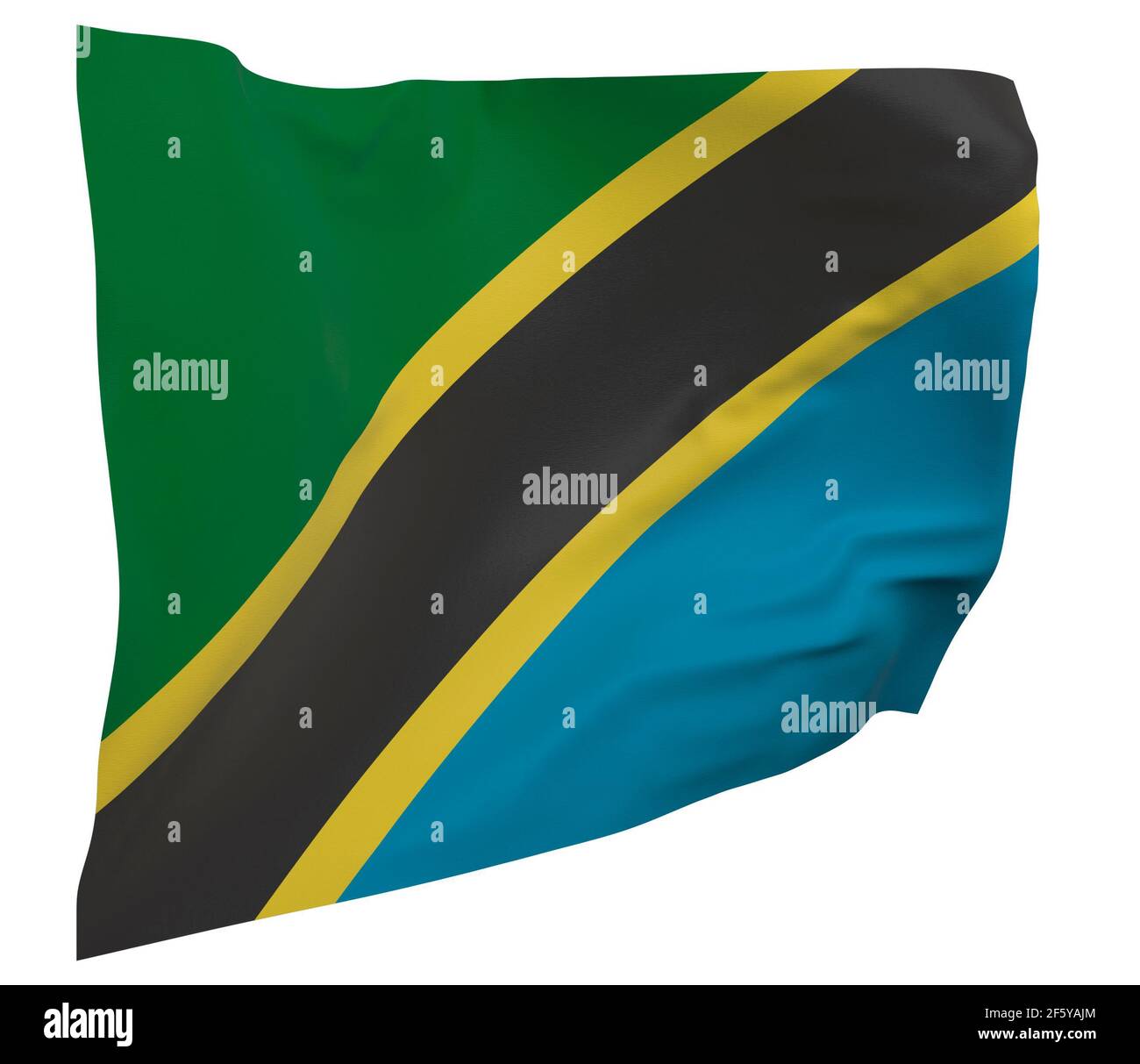 Tanzania flag isolated. Waving banner. National flag of Tanzania Stock