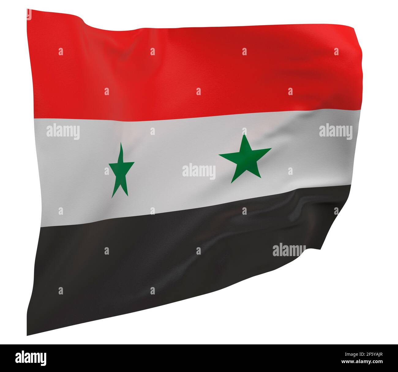 Syria flag isolated. Waving banner. National flag of Syria Stock Photo
