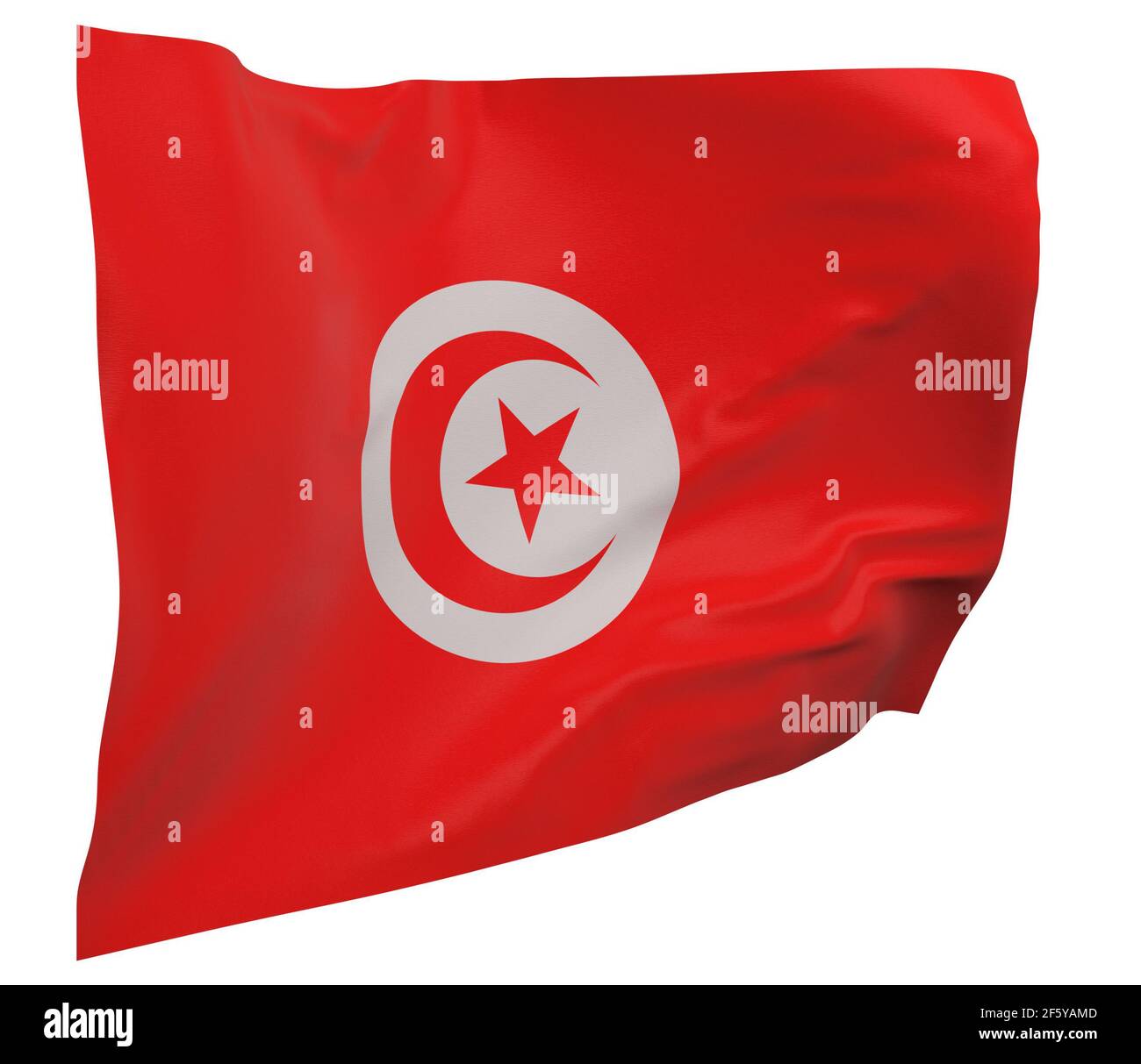 Tunisia flag isolated. Waving banner. National flag of Tunisia Stock