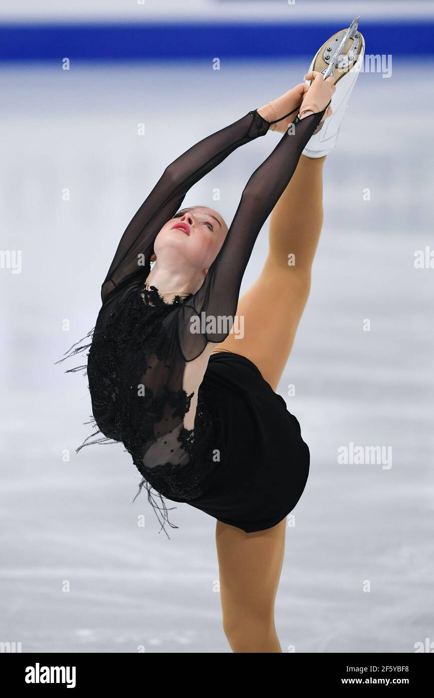 Stockholm, Sweden. 28th March, 2021. Eva-Lotta KIIBUS EST, during Ladies Short Program at the ISU World Figure Skating Championships 2021 at Ericsson Globe, on March 24, 2021 in Stockholm, Sweden. Credit: Raniero Corbelletti/AFLO/Alamy Live News Stock Photo