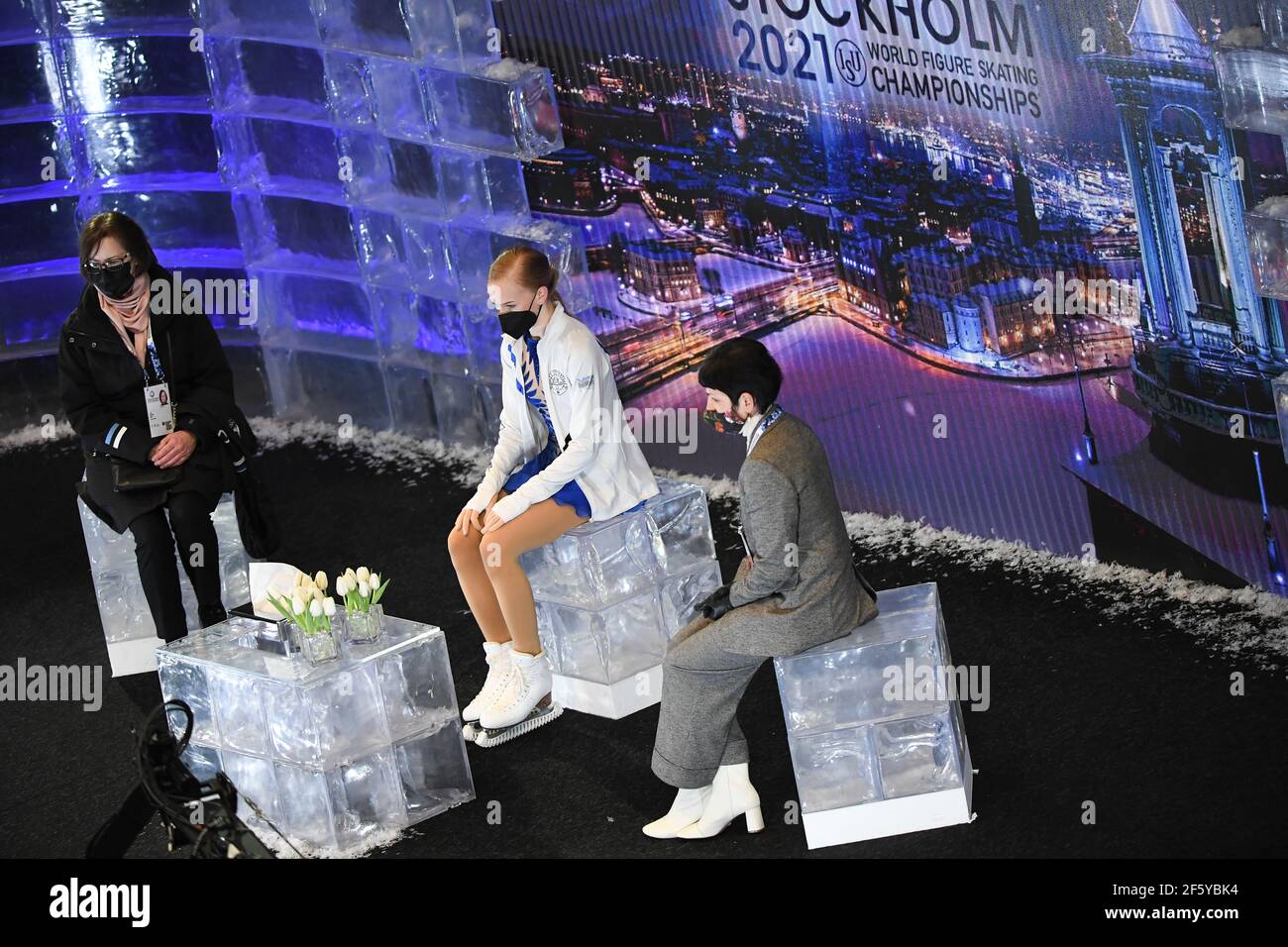 Stockholm, Sweden. 28th March, 2021. Eva Lotta KIIBUS EST, during Ladies Free Program at the ISU World Figure Skating Championships 2021 at Ericsson Globe, on March 26, 2021 in Stockholm, Sweden. Credit: Raniero Corbelletti/AFLO/Alamy Live News Stock Photo