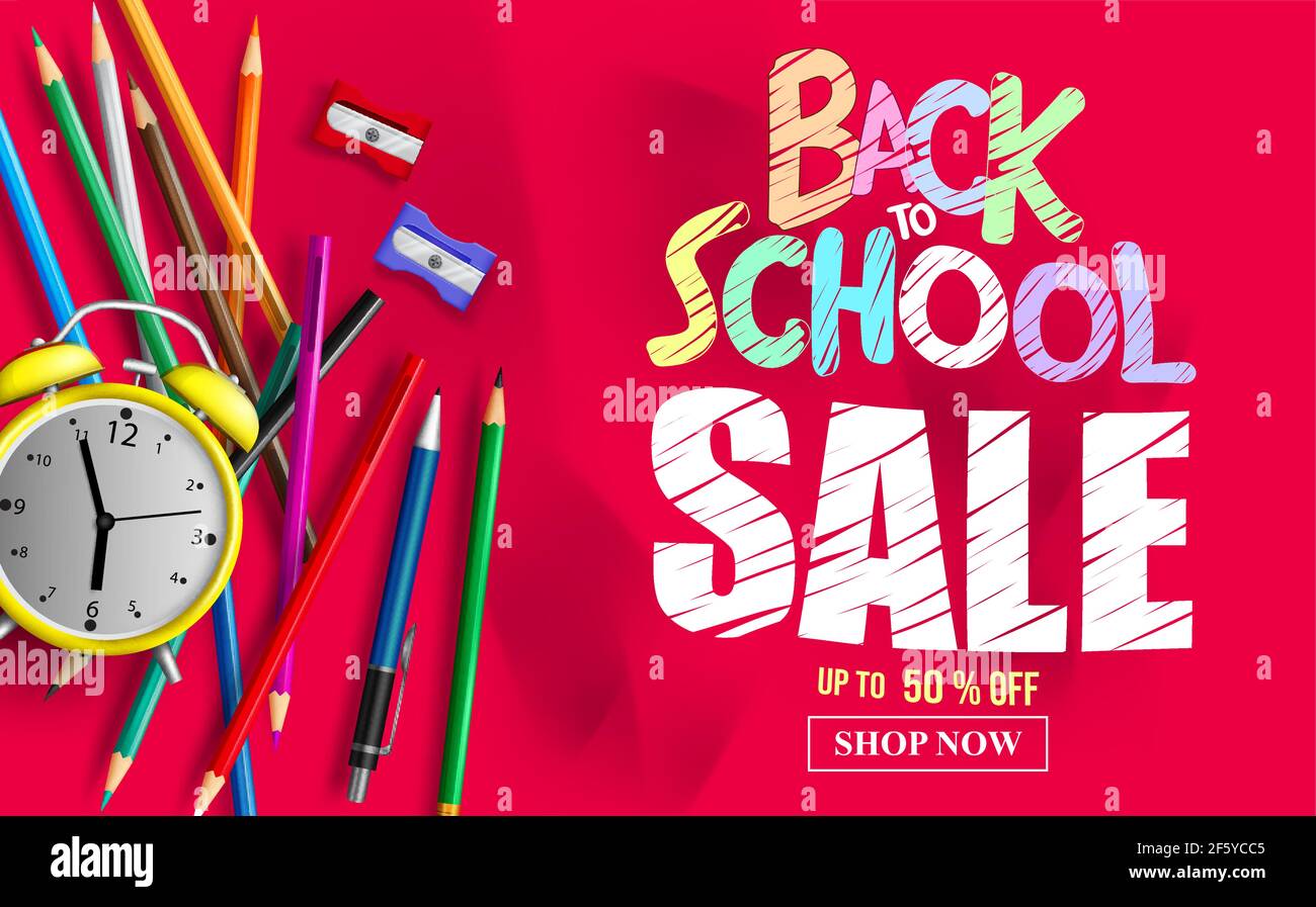 Back to school sale vector banner template. Back to school sale text in