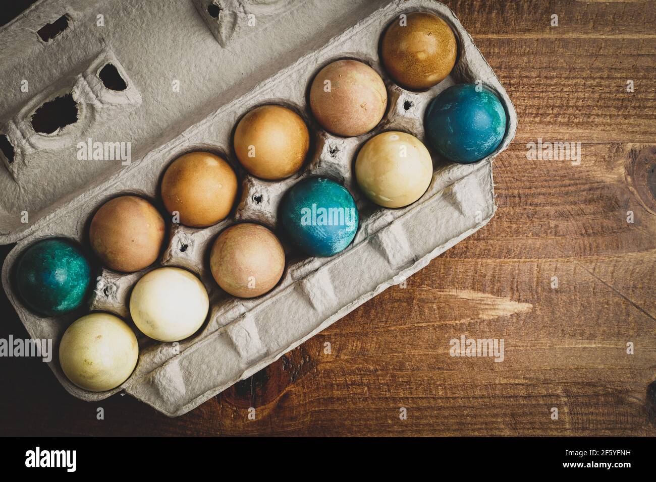 Naturally Dyed Easter Eggs Stock Photo