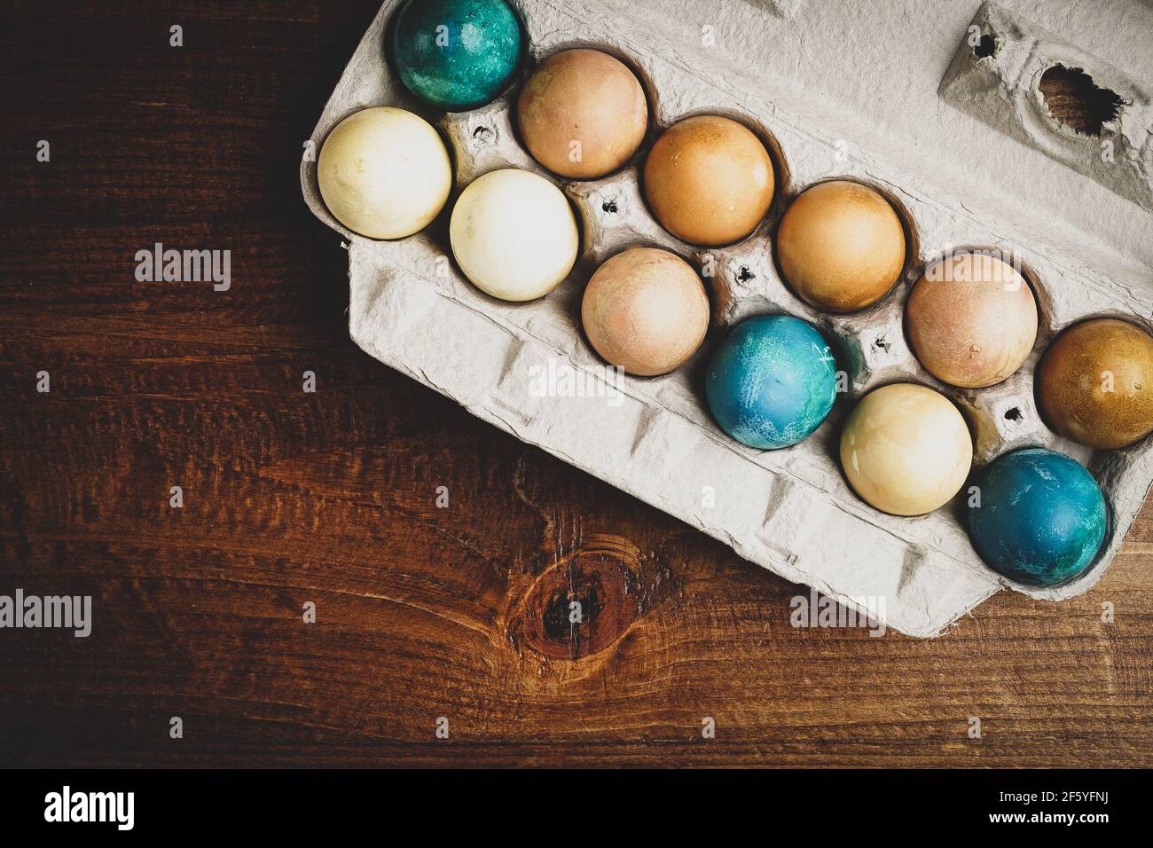 Naturally Dyed Easter Eggs Stock Photo