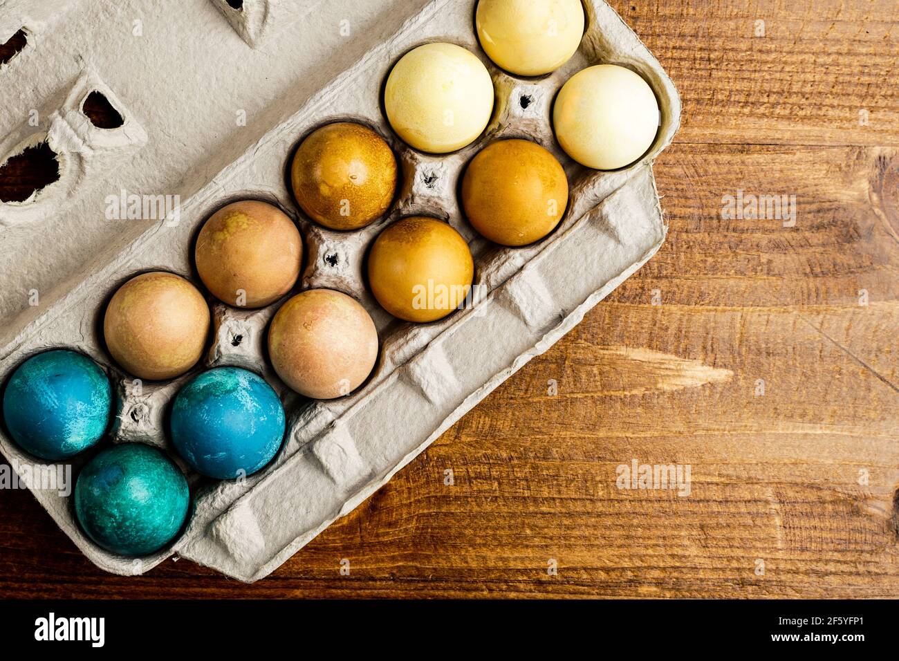 Naturally Dyed Easter Eggs Stock Photo