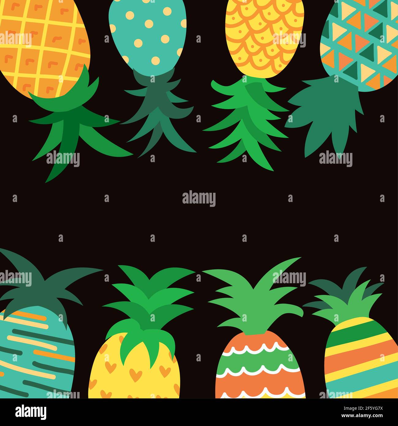 group of pineapples frame icons Stock Vector Image & Art - Alamy