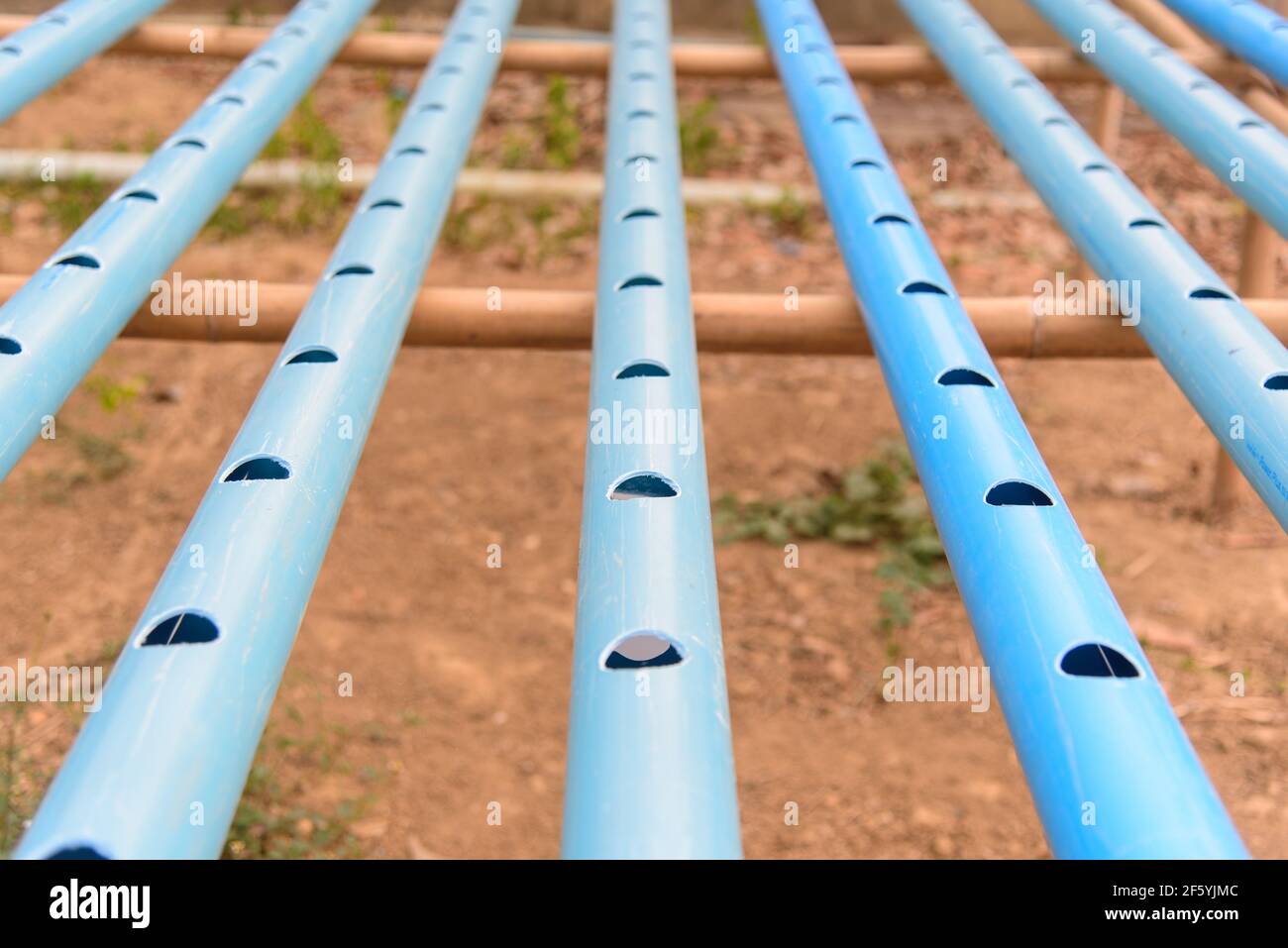 Perforated pvc pipe by HOLE SAW for use in D.I.Y hydroponics sytem of