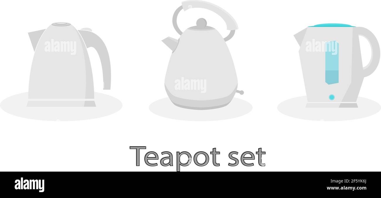 A set of simple electric kettles in gray color. Minimalistic home