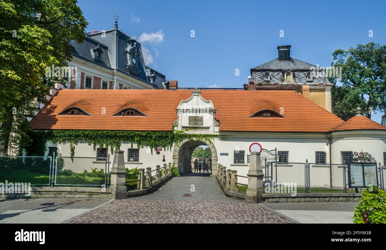 Brama Wybrancow, gate house to Pszczyna Castle, Pszczyna (Pless) Silesia, southern Poland Stock Photo