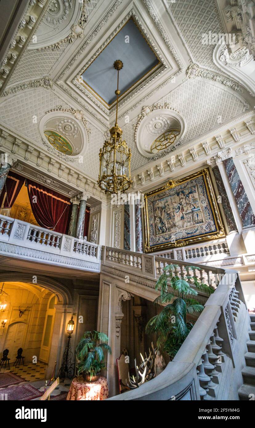 Grand Staircase in renaissance style Pszczyna Castle, Pszczyna (Pless), Silesia, southern Poland Stock Photo