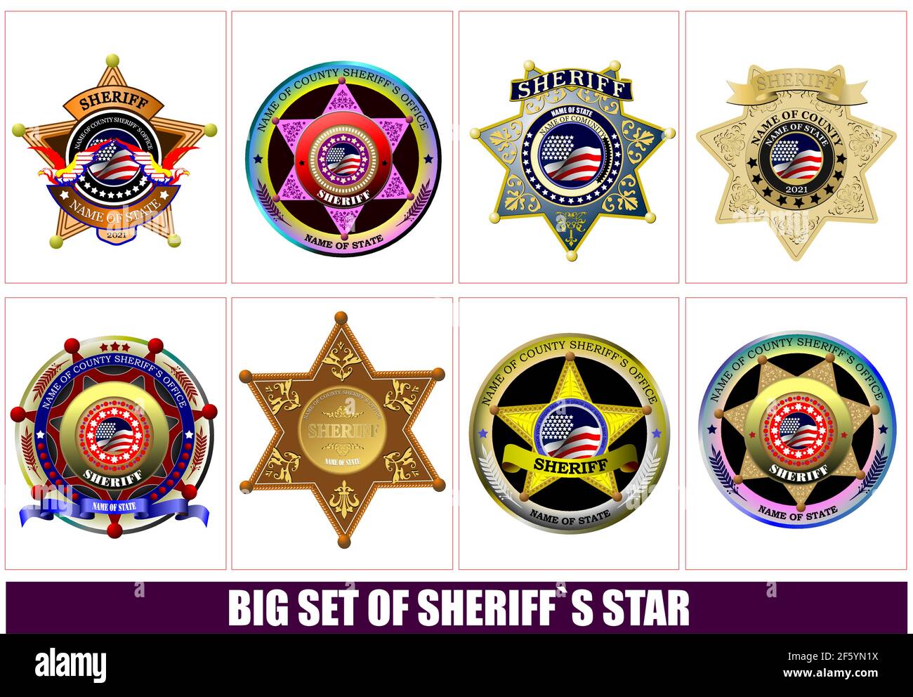 Sheriff's badge on a white background. 3d vector illustration Stock ...