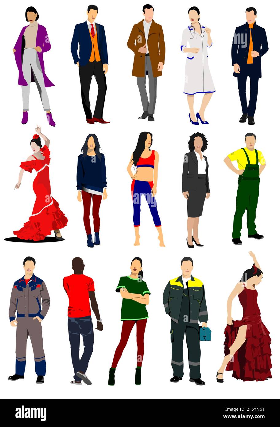 Set of color silhouettes different people. Vector 3d illustration Stock ...