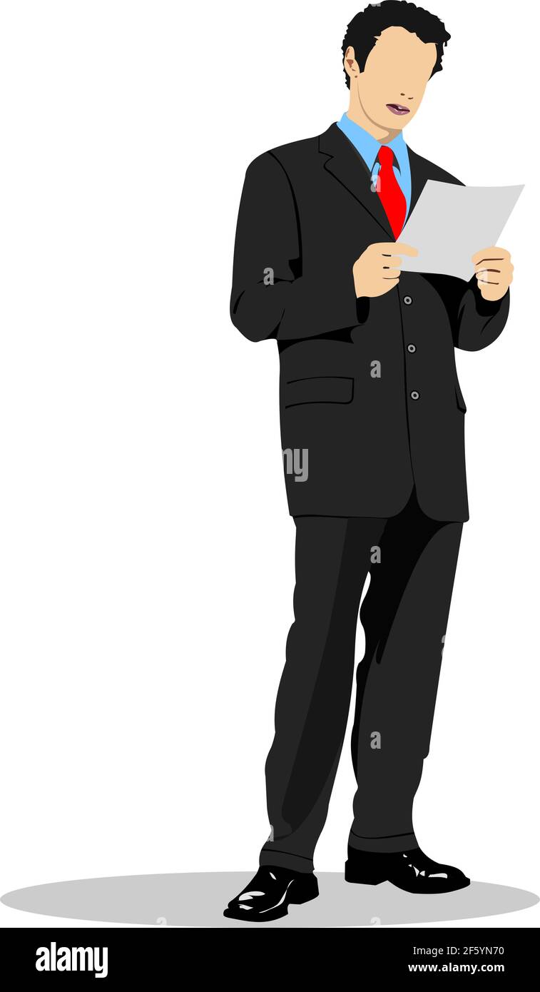 Businessman reading an important document. 3d vector illustration Stock ...